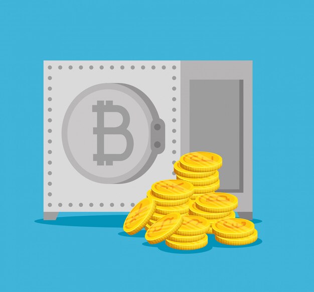 Caja fuerte con economía digital bitcoin
