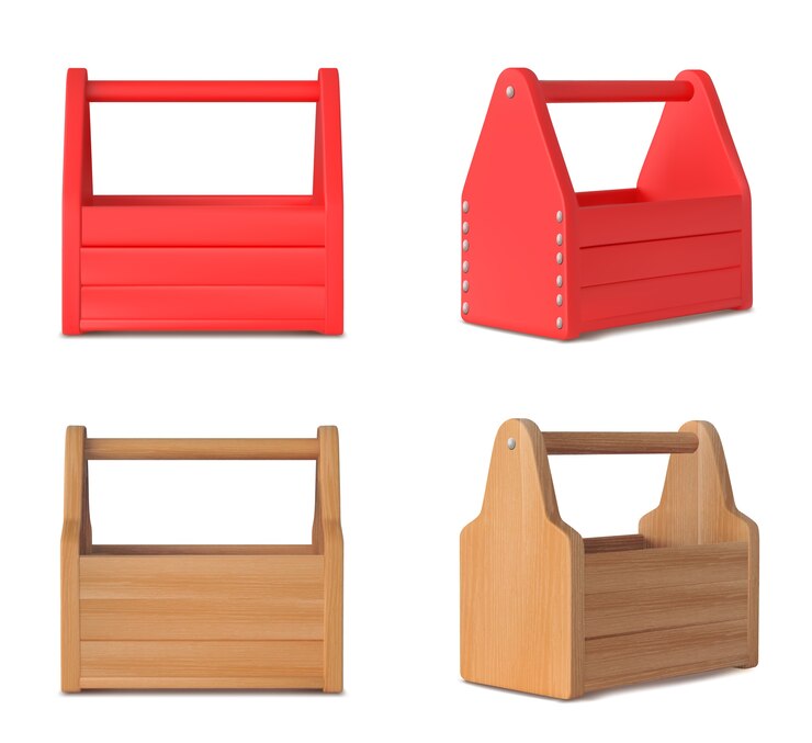 Vector gratuito caja de herramientas realista para colección.