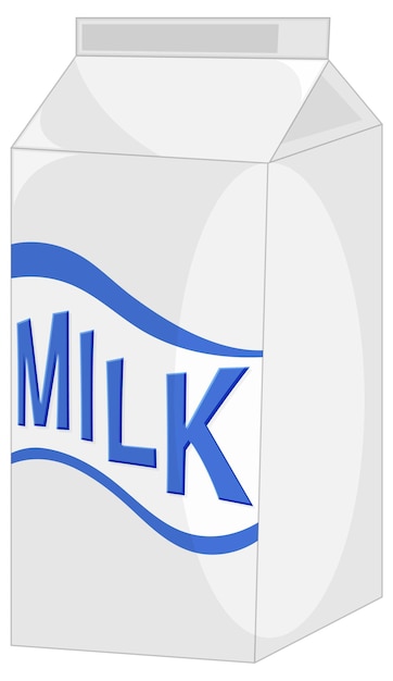 Caja de leche aislada al estilo de dibujos animados