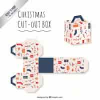 Vector gratuito caja linda de navidad en estilo cubo