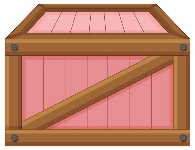 Vector gratuito caja de madera sobre fondo blanco.