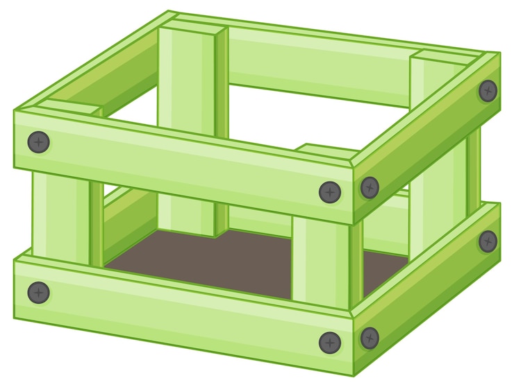 Vector gratuito caja de madera sobre fondo blanco.