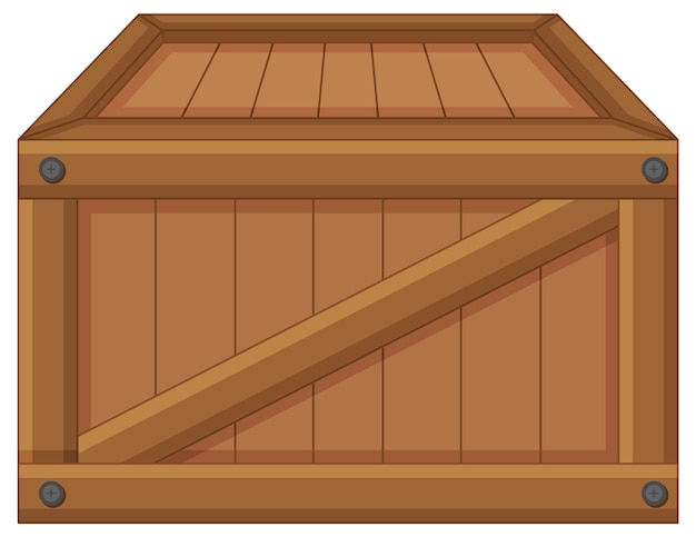 Caja de madera sobre fondo blanco.