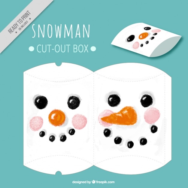 Vector gratuito caja de muñeco de nieve bonita