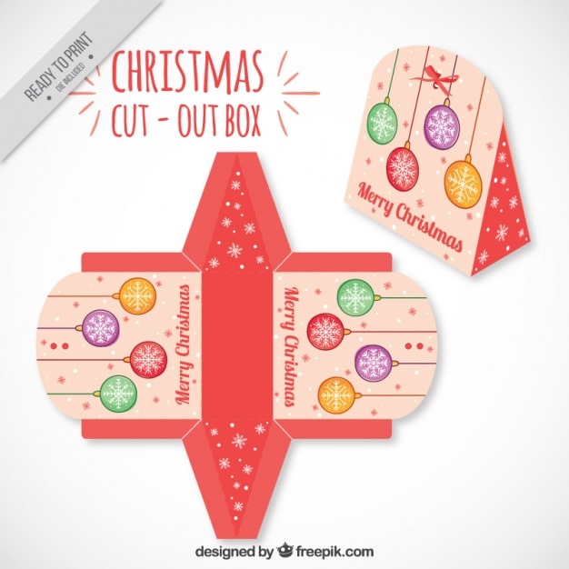 Caja recortable de bolas de navidad