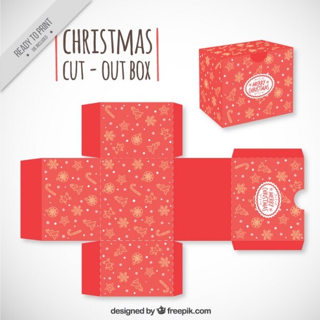 Caja recortable de navidad roja