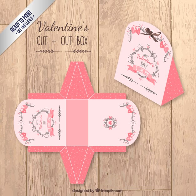 Vector gratuito caja recortable de valentín