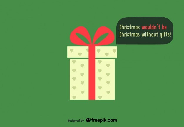 Caja de regalo antigua en tarjeta de Feliz Navidad