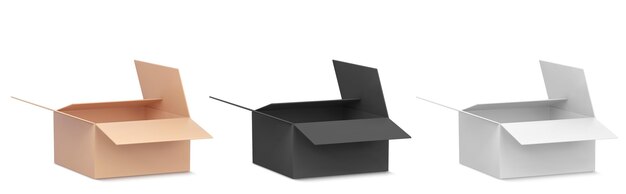 Cajas de cartón abiertas para la entrega de paquetes