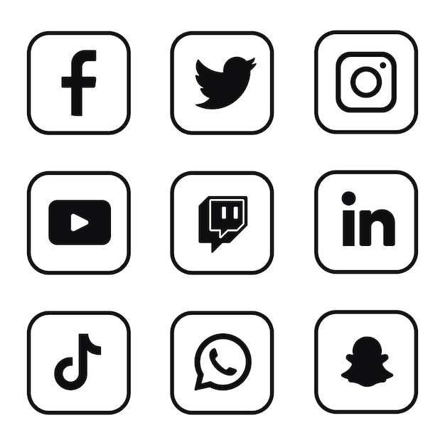 Vector gratuito cajas negras de logotipos de redes sociales