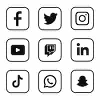 Vector gratuito cajas negras de logotipos de redes sociales