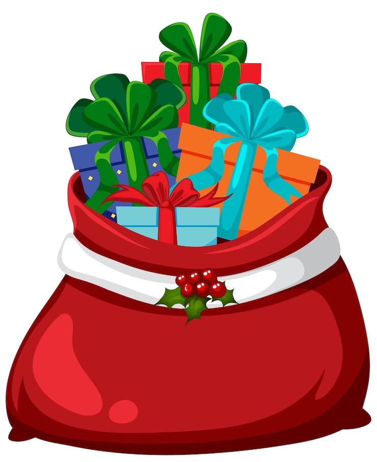 Vector gratuito cajas de regalo en bolsa de navidad