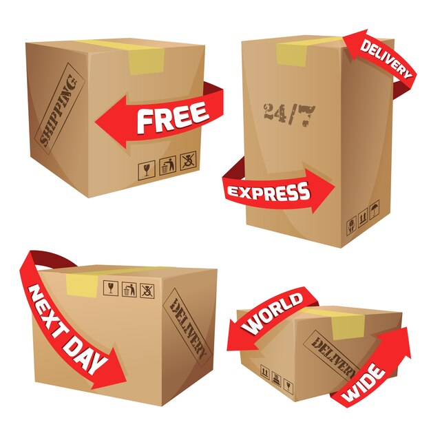 Cajas con símbolos de entrega