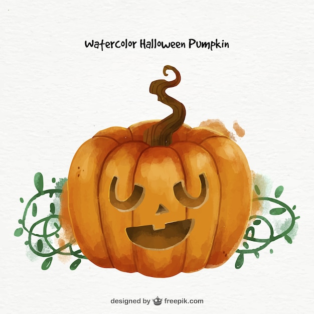 Vector gratuito calabaza con acuarelas