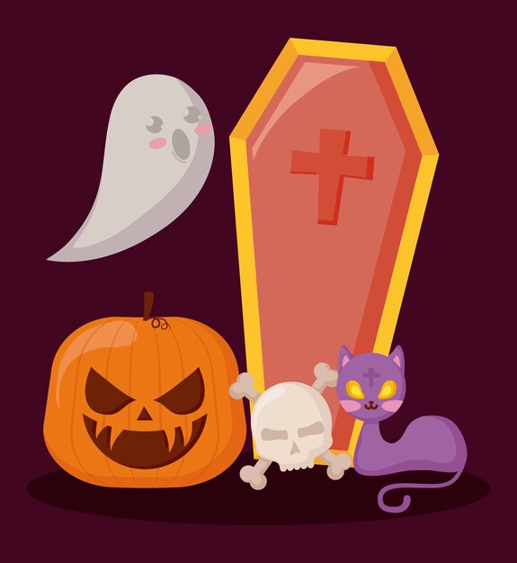 Calabaza con fantasma y concepto de halloween.