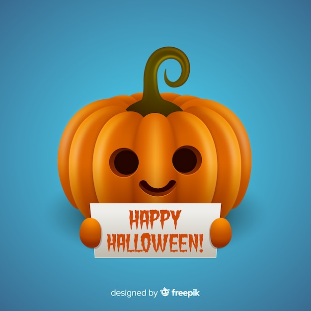 Vector gratuito calabaza de halloween aislada sujetando cartel