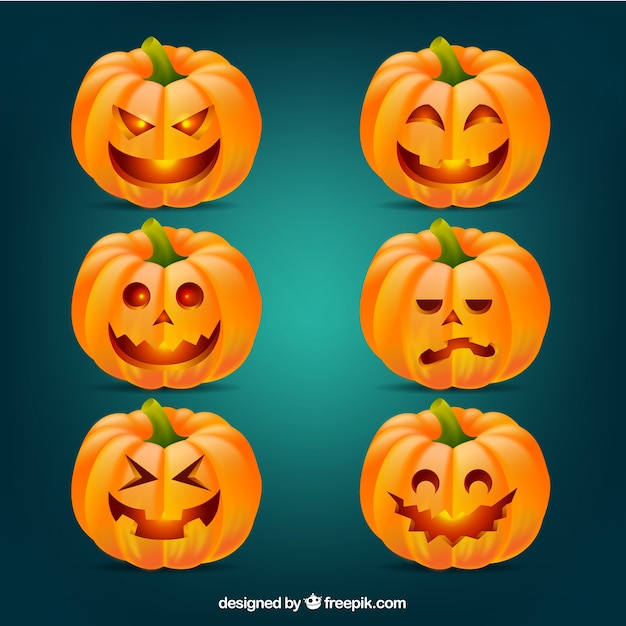 Vector gratuito calabazas decorativas para halloween