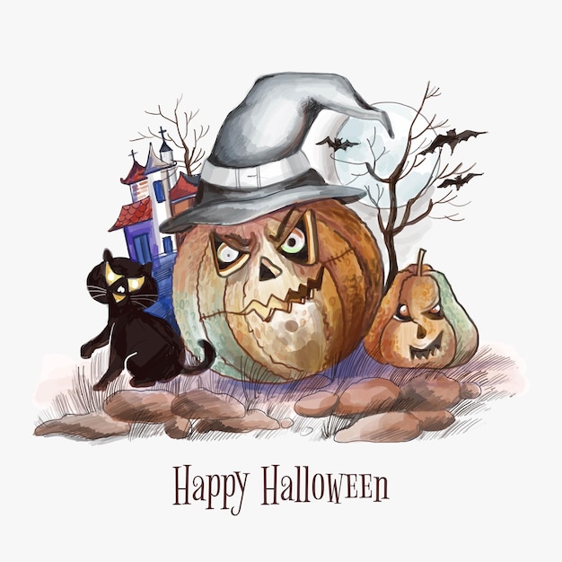 Calabazas de fondo de fiesta de Halloween sobre fondo blanco