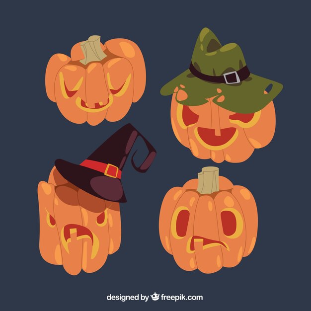 Vector gratuito calabazas de halloween con estilo divertido