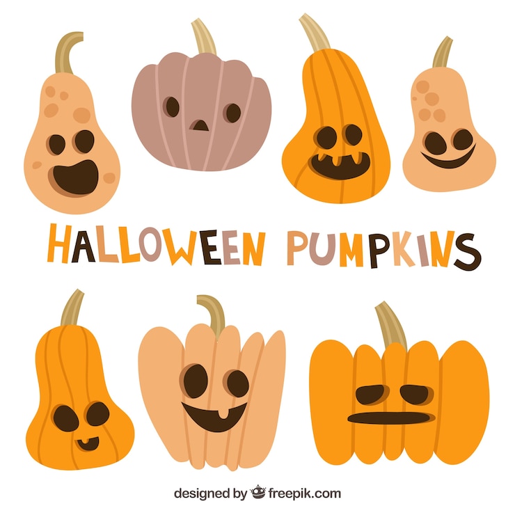 Vector gratuito calabazas de halloween con estilo sonriente