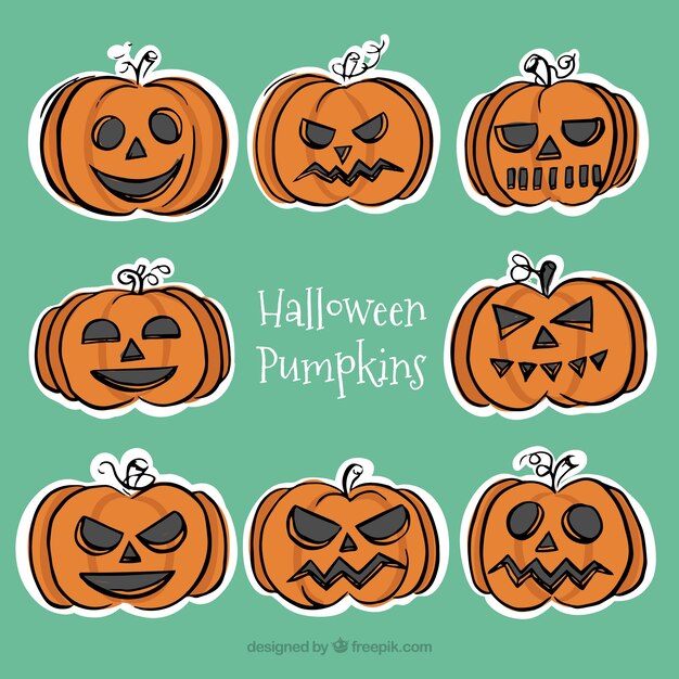 Calabazas de halloween con filos blancos