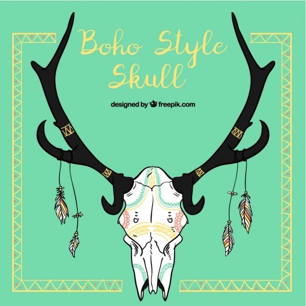 Calavera animal decorativa de estilo boho