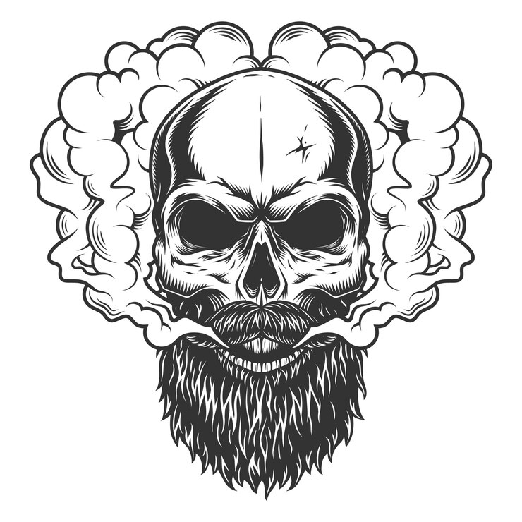 Vector gratuito calavera con barba y bigote
