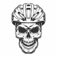 Vector gratuito calavera en el casco de bicicleta