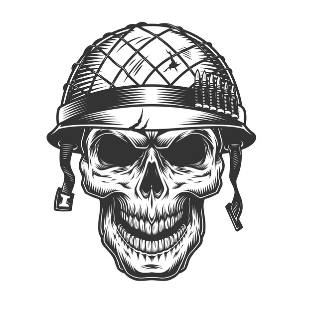 Calavera en el casco del soldado