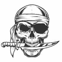 Vector gratuito calavera con cuchillo