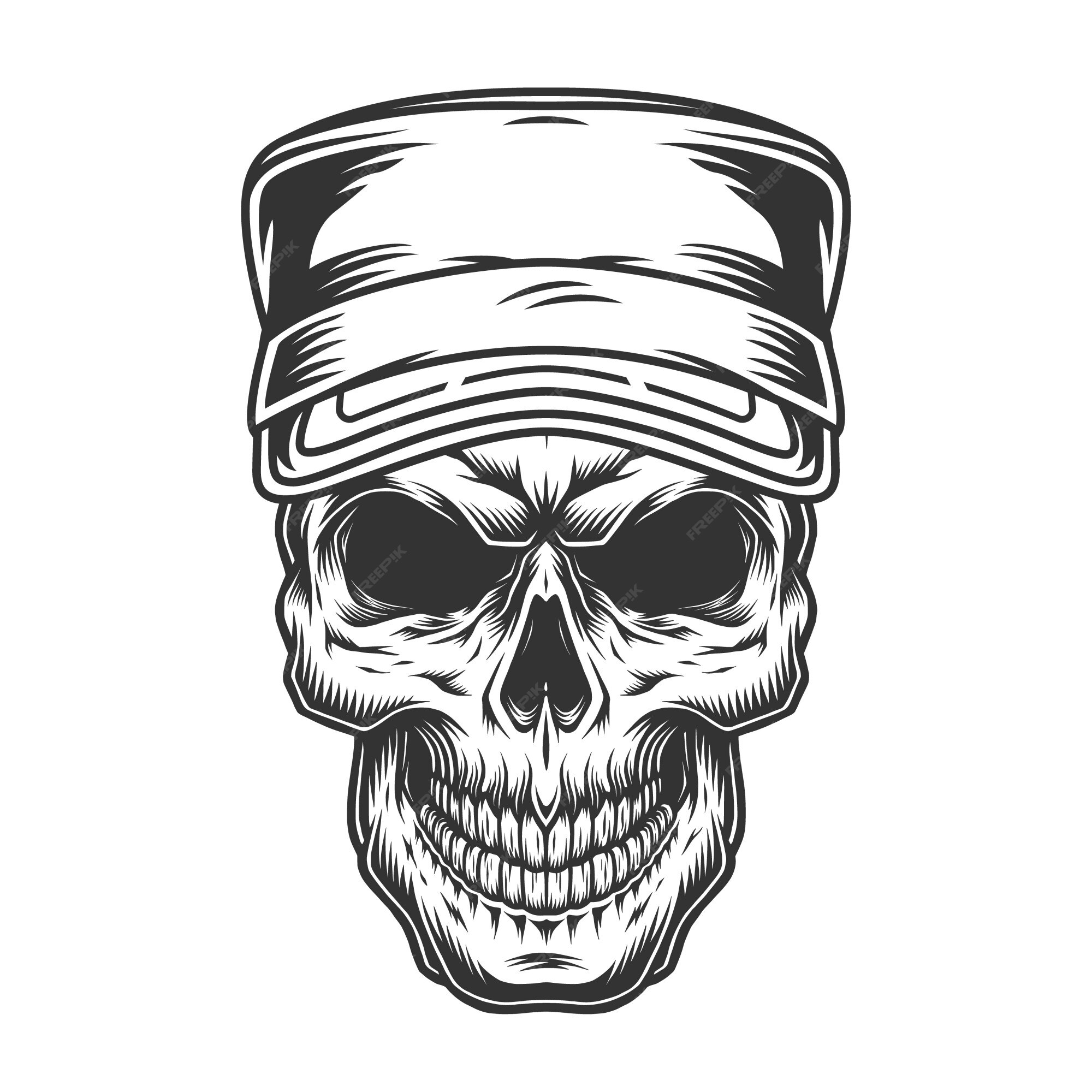 Calavera con gorra militar | Vector Gratis