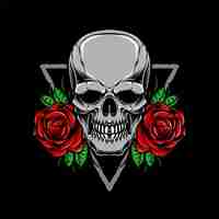 Vector gratuito calavera gótica con rosas vector logojpg