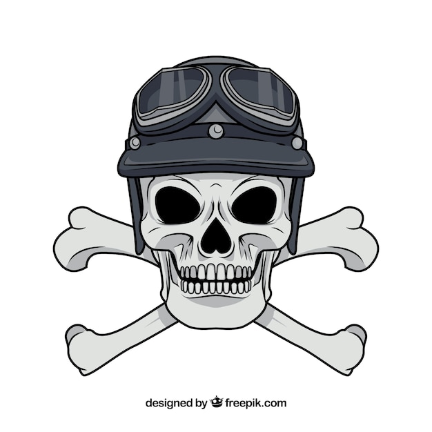 Calavera con huesos cruzados y sombrero 