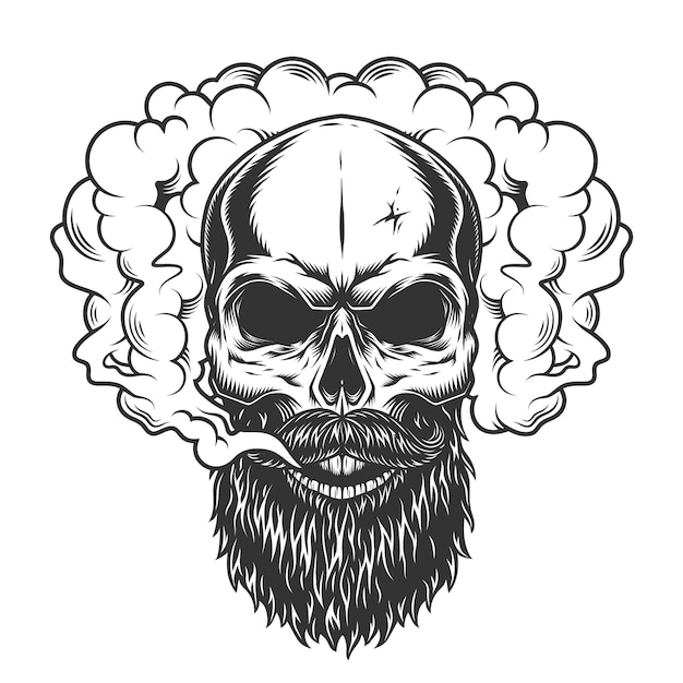 Vector gratuito calavera en el humo