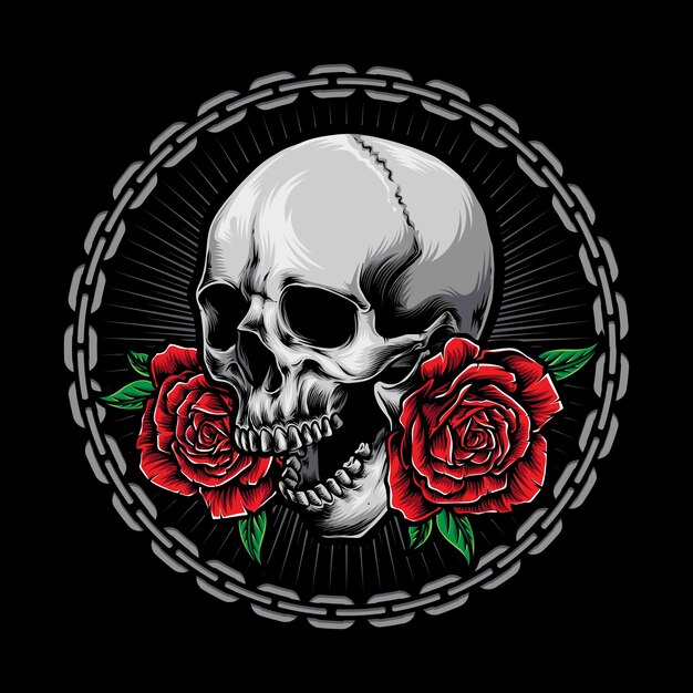 Calavera con logo de rosas