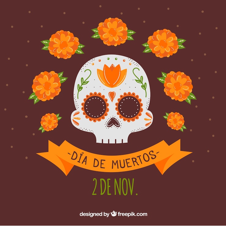 Vector gratuito calavera mexicana con estilo de dibujo a mano
