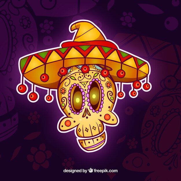 Calavera mexicana con estilo gracioso