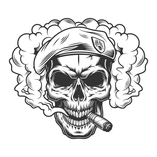 Calavera en nube de humo