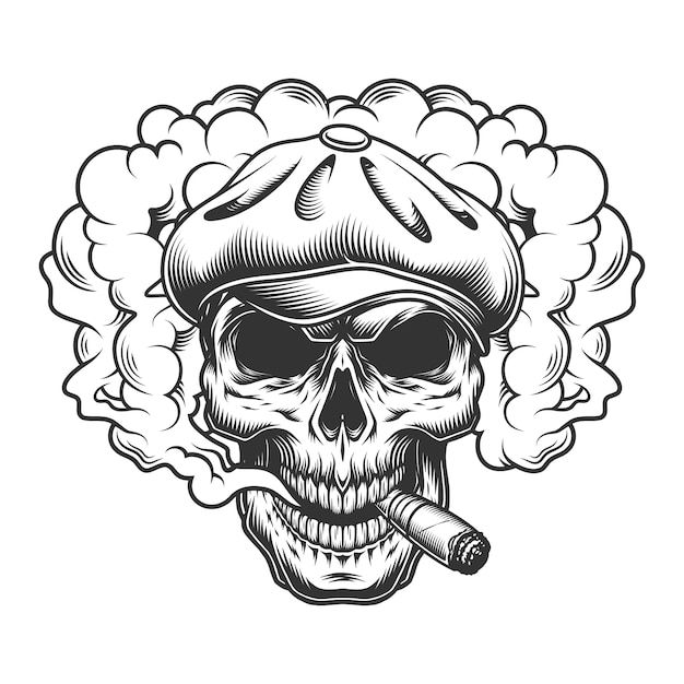 Vector gratuito calavera en nube de humo