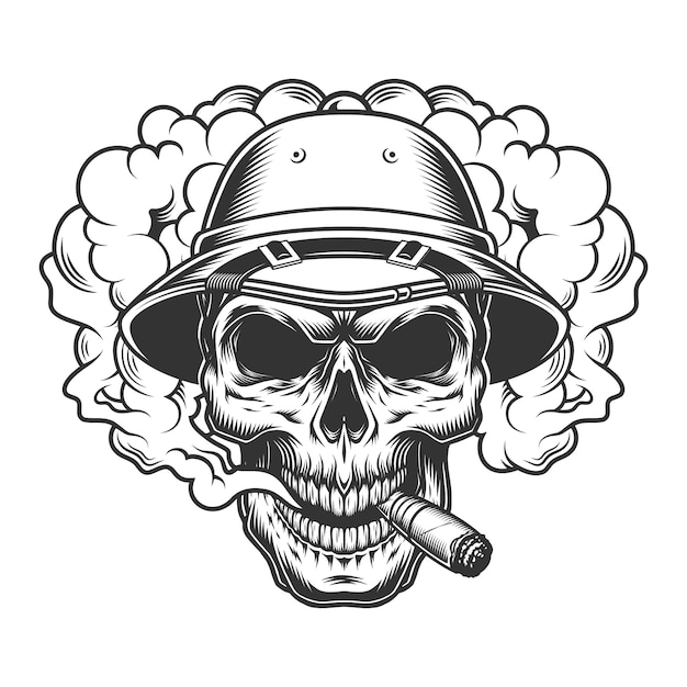 Vector gratuito calavera en nube de humo