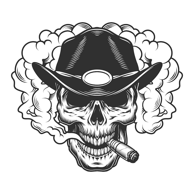 Vector gratuito calavera en nube de humo