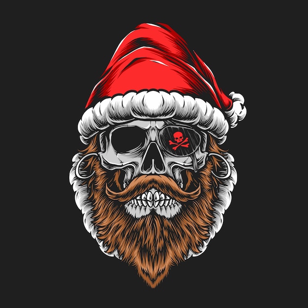 Calavera pirata santa claus vector