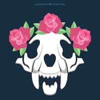 Vector gratuito calavera con rosas decorativas