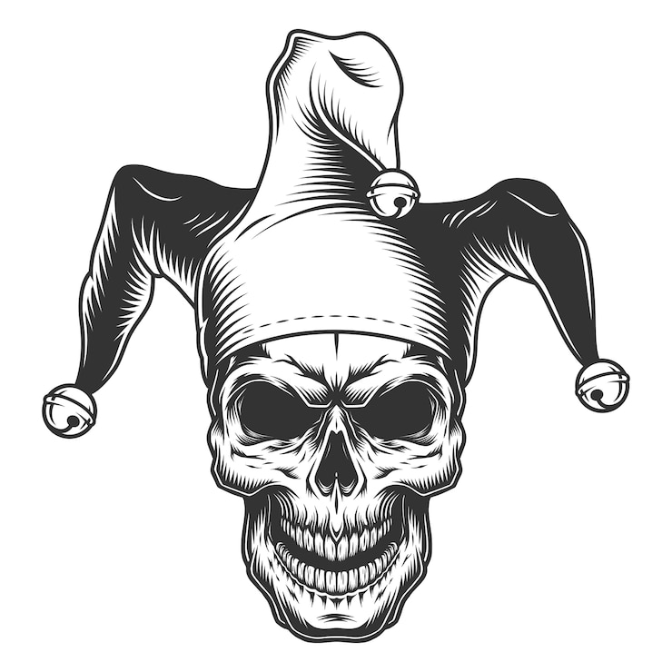 Vector gratuito calavera en el sombrero de bufón