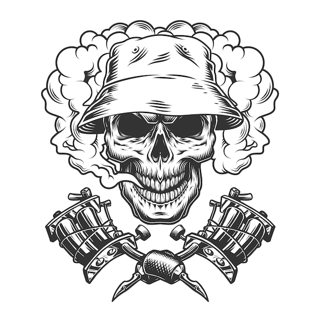 Vector gratuito calavera vintage en sombrero de panamá