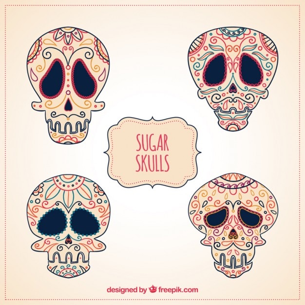 Calaveras de azúcar dibujadas a mano