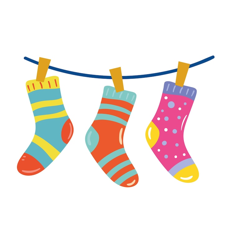 Vector gratuito calcetines colgantes multicolores