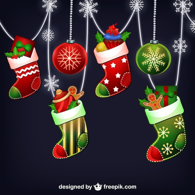 Vector gratuito calcetines de colores de navidad