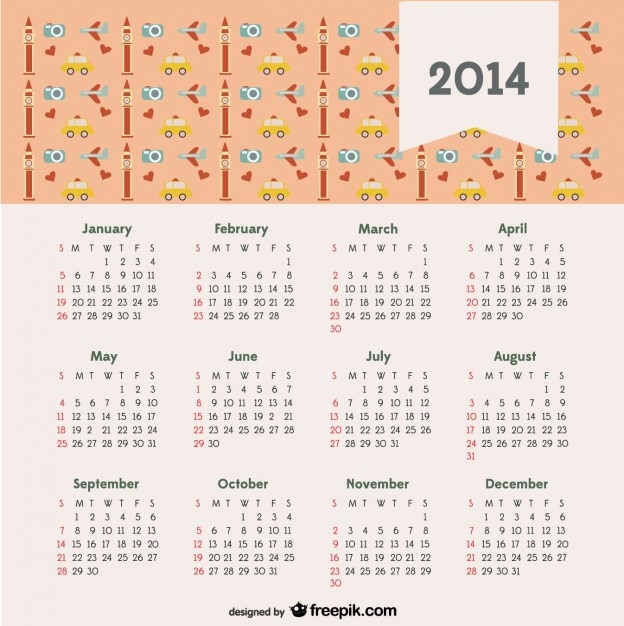 Vector gratuito calendario 2014 con concepto de viaje londres