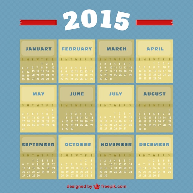 Vector gratuito calendario 2015 estilo vintage